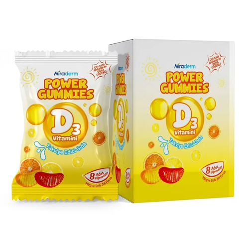 Miraderm Power Gummies D3 Vitamin İçeren Takviye Edici Gıda 64 Jel Form