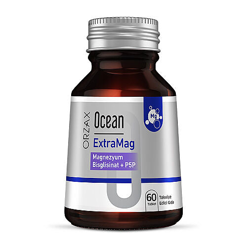 Orzax Ocean ExtraMag Magnezyum Bisglisinat + P5P Takviye Edici Gıda 60 Tablet