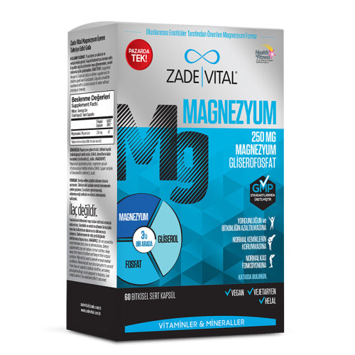 Zade Vital Magnezyum 250mg 60 Kapsül