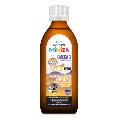 Zade Vital Miniza Omega 3-Çörek Otu Yağı İçerikli Sıvı Takviye Edici Gıda 150 ml