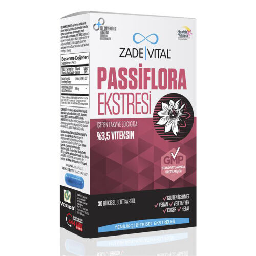 Zade Vital Passiflora Ekstresi İçeren Takviye Edici Gıda 30 Bitkisel Kapsül