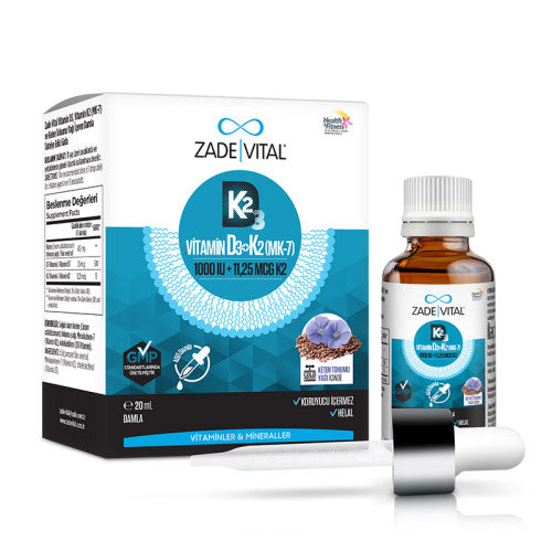 Zade Vital Vitamin D3K2 ve Keten Tohumu İçeren Damla 20 ml