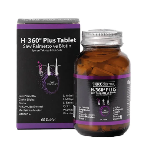 Hair 360 Plus Saw Palmetto ve Biotin İçeren Takviye Edici Gıda 60 Tablet