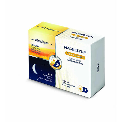 Miraderm Gece ve Gündüz Magnezyum İçeren Takviye Edici Gıda 30-30 Tablet