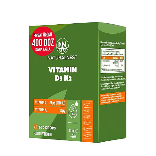 Naturalnest Vitamin D3 K2 Damla Takviye Edici Gıda 30 ml