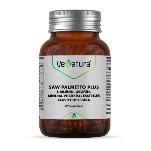 Venatura Saw Palmetto Plus L-Arjinin Likopen Mineral ve Bitki Ekstreleri Takviye Edici Gıda  60 Kapsül