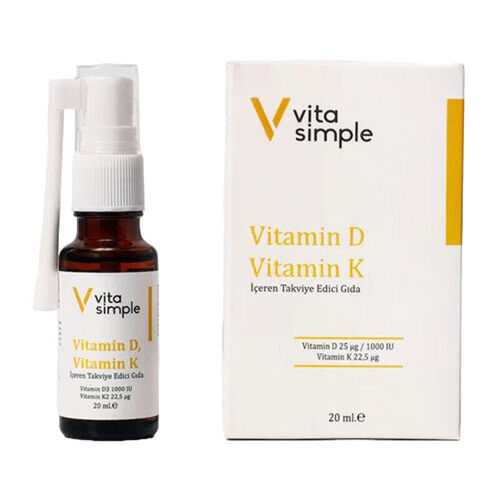 Vita Simple D3 K2 - Vitamin D ve K İçeren Takviye Edici Gıda 20 ml