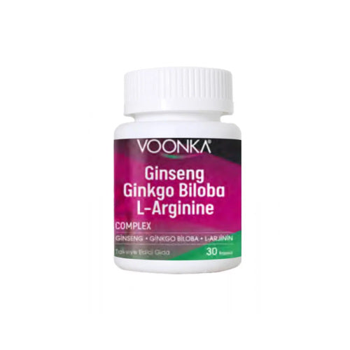 Voonka Ginseng, Ginkgo ve L-Arjinin İçeren Takviye Edici Gıda 30 kapsül