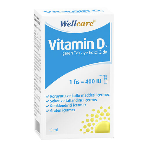 Wellcare Vitamin D3 İçeren Takviye Edici Gıda 5 ml 