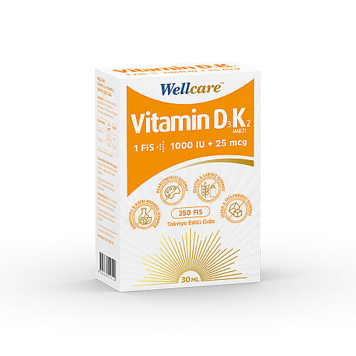 WellCare Vitamin D3 + Vitamin K2 Takviye Edici Gıda 30 ml